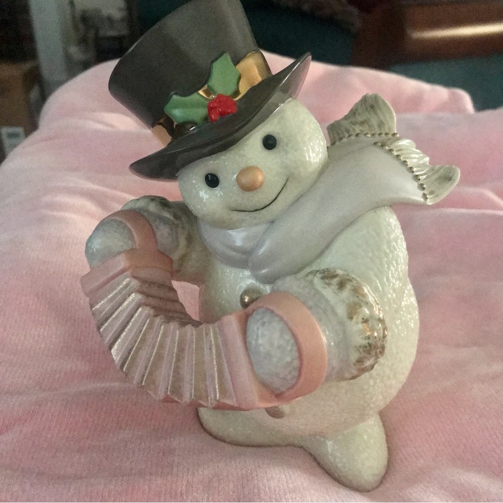 Lenox Snowman with Accordion and Holly Top Hat